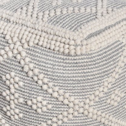Cottian Pouf, Wool, Natural White, Grey, Pitloom, All Loop