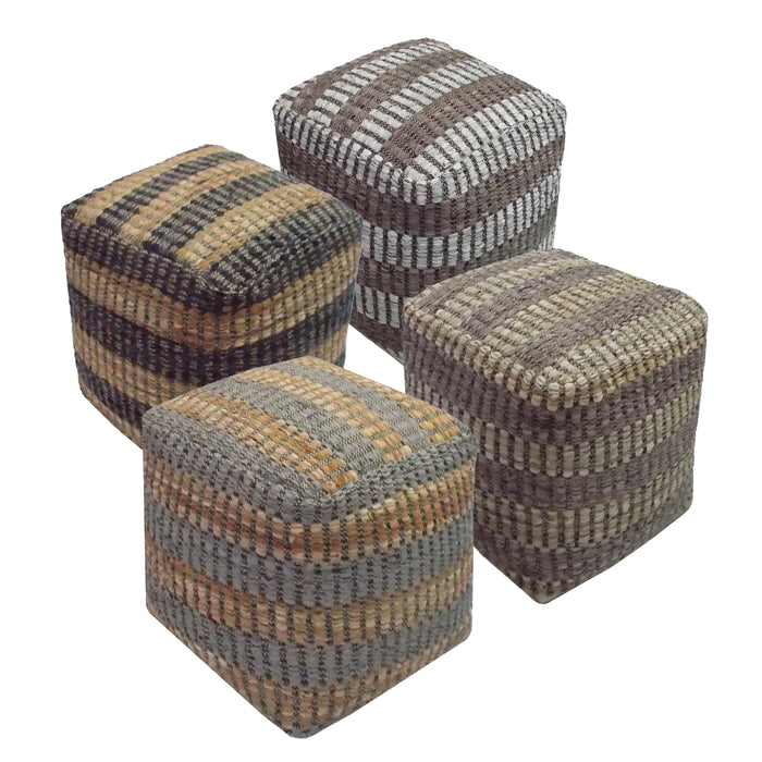 CRANLEY POUF - LEATHER/ HEMP