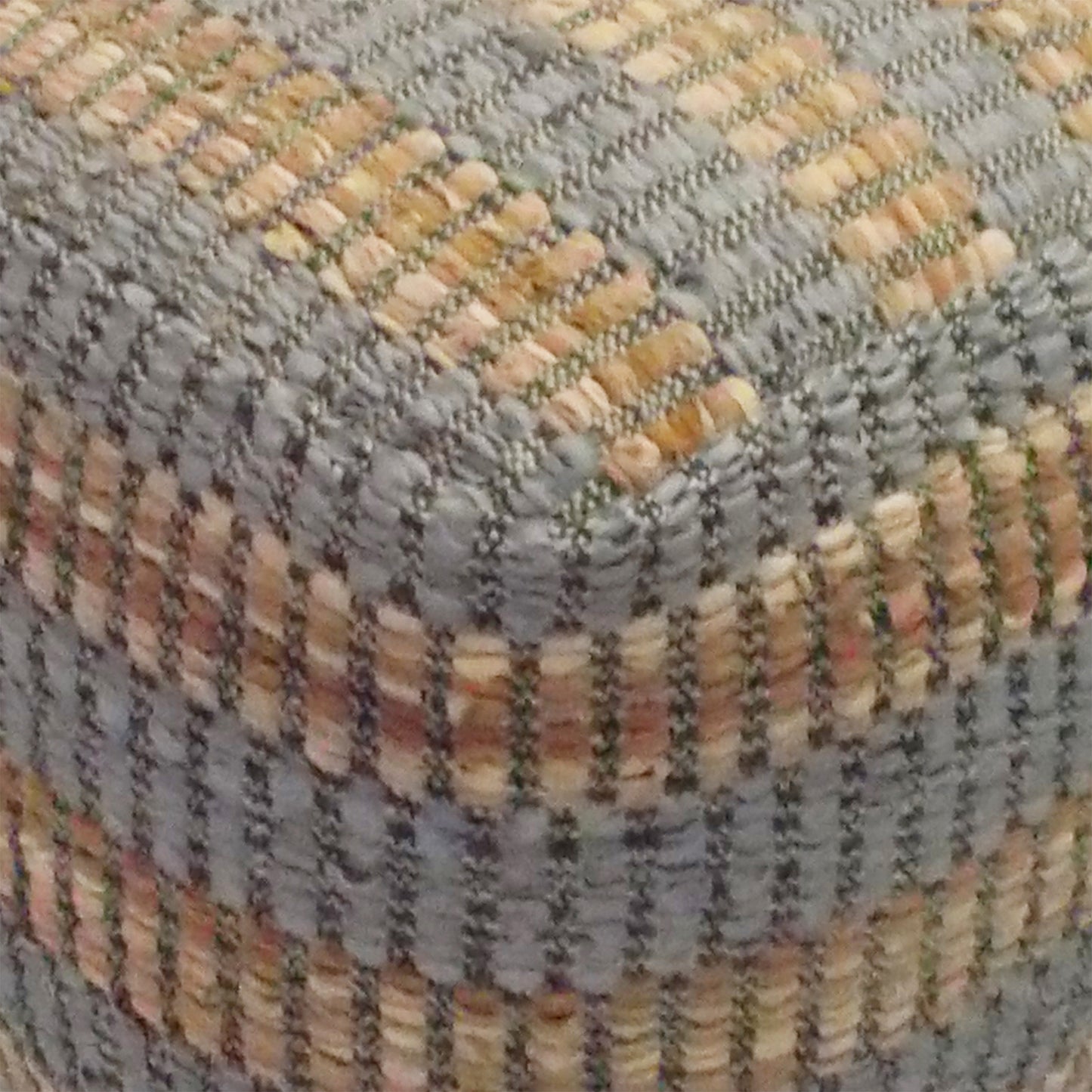 Cranley Pouf, Leather, Hemp, Beige, Taupe, Pitloom, Flat Weave