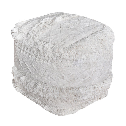 Curlew Pouf, Super Soft Cotton, Natural White, Bm Sn, All Cut