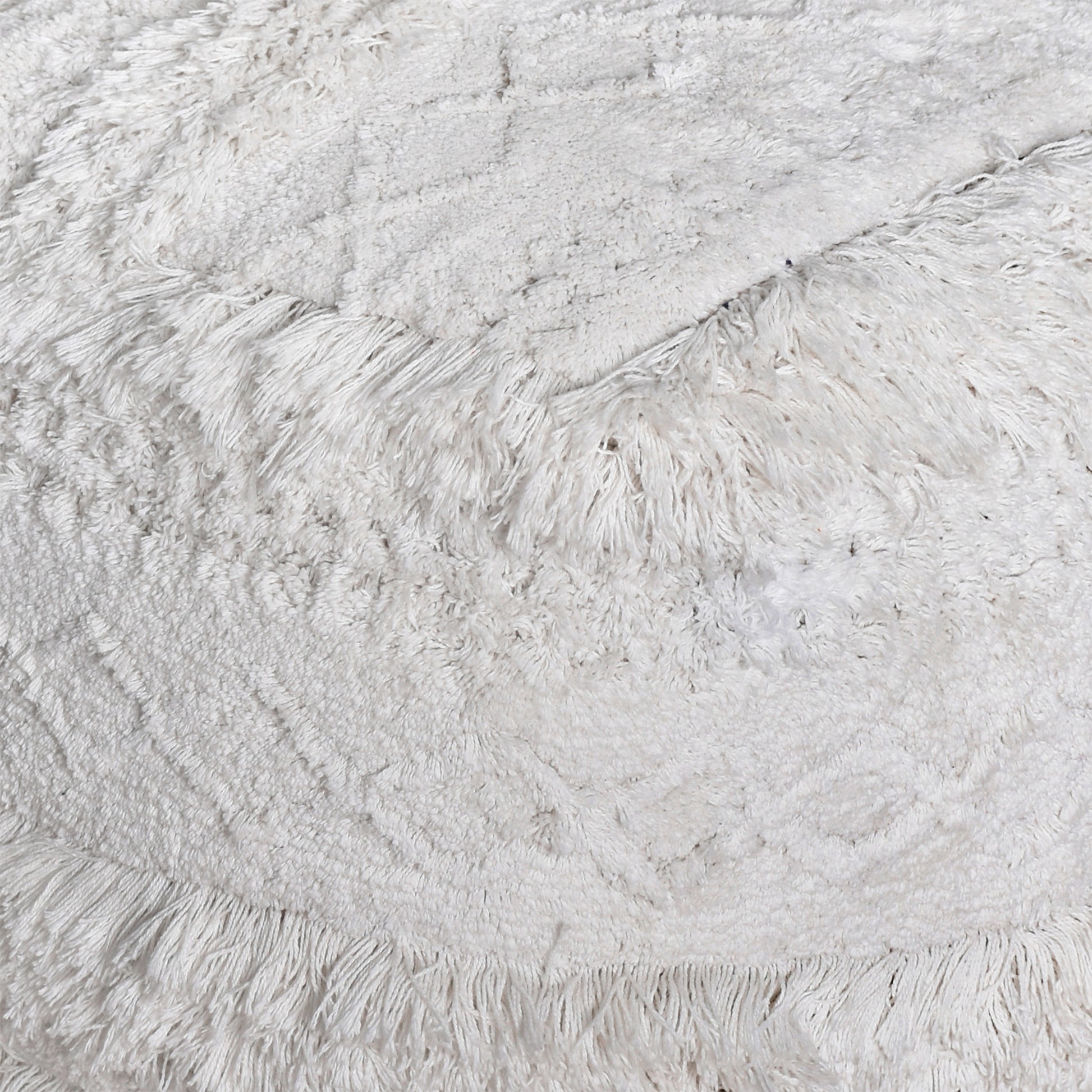 Curlew Pouf, Super Soft Cotton, Natural White, Bm Sn, All Cut