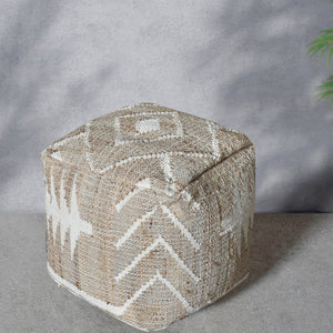 Curraw Pouf,  Jute, Wool, Natural, Natural White, Bm Sn, All Cut