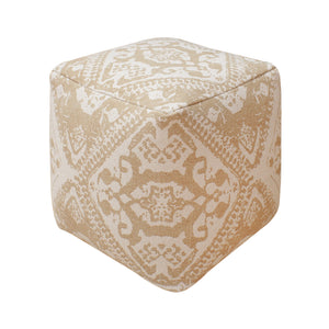 Datong-II Pouf, Cotton, Beige, Pitloom, Flat Weave