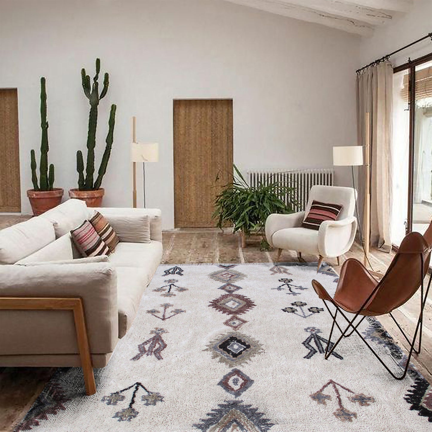 Area Rug, Bedroom Rug, Living Room Rug, Living Area Rug, Indian Rug, Office Carpet, Office Rug, Shop Rug Online, Cotton, Natural White, Multi, Bm Fn, All Cut, bohemian 