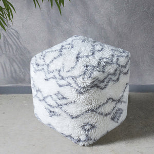Dax Pouf, Nz Wool, Natural White, Grey, Bm Sn, All Cut