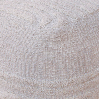 Debren Pouf, Wool, Natural White, Hand woven, All Loop