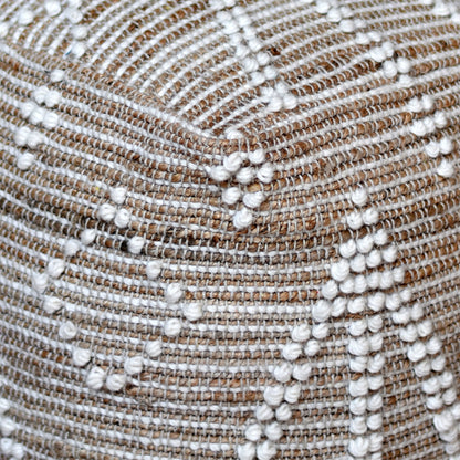 Delans Pouf, Jute, Wool, Natural,  Natural White, Pitloom, All Loop