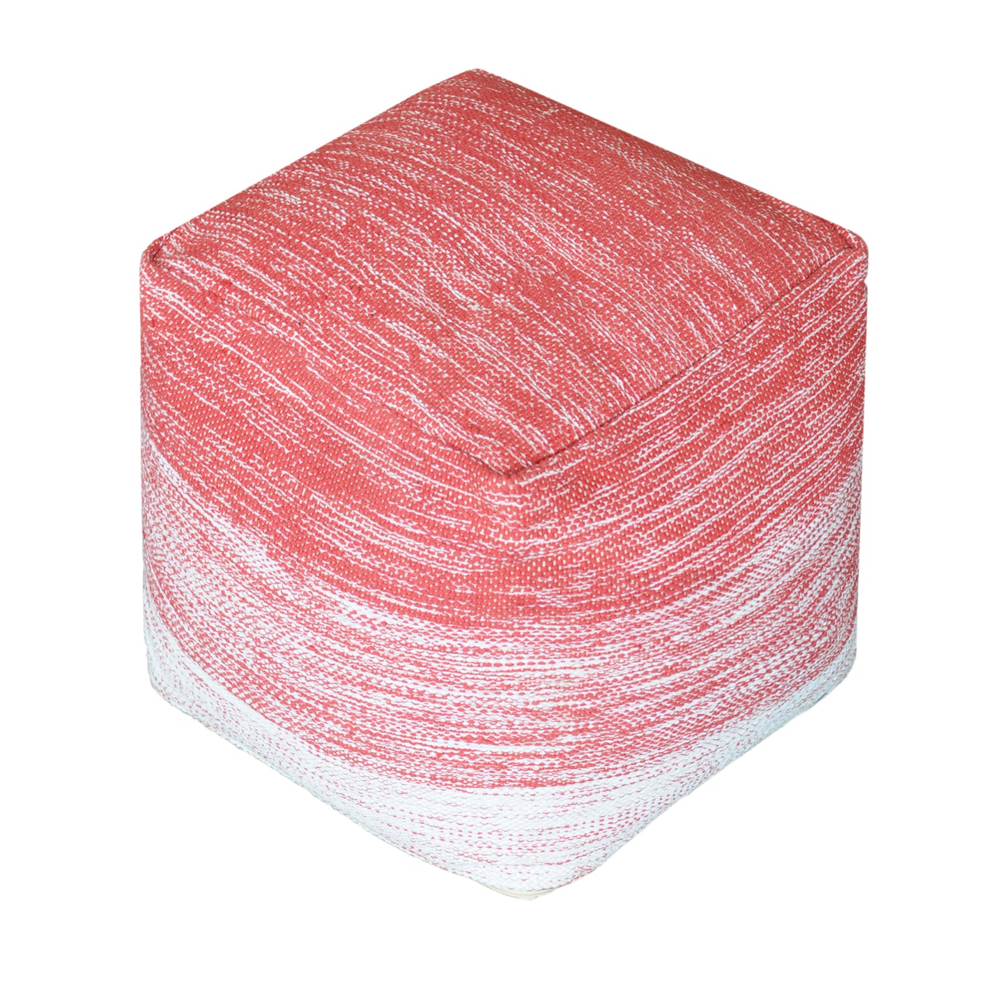 Delight Pouf, Cotton, Pink, Natural White, Pitloom, Flat Weave