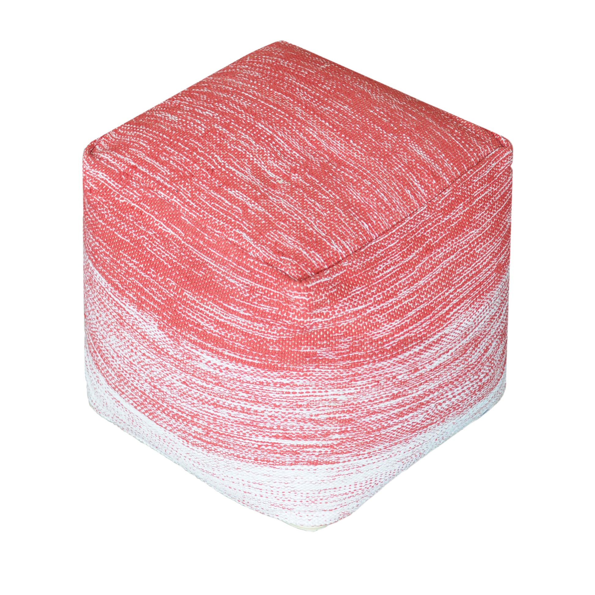 Delight Pouf, Cotton, Pink, Natural White, Pitloom, Flat Weave