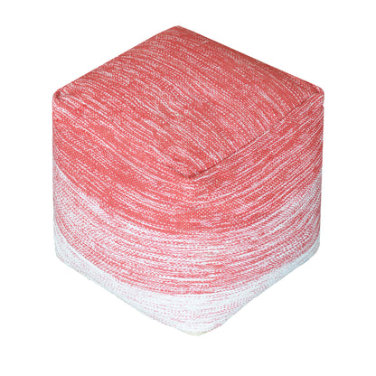 Delight Pouf, Cotton, Pink, Natural White, Pitloom, Flat Weave