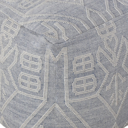Derio Pouf, Pet, Blue, Natural White, Pitloom, Flat Weave