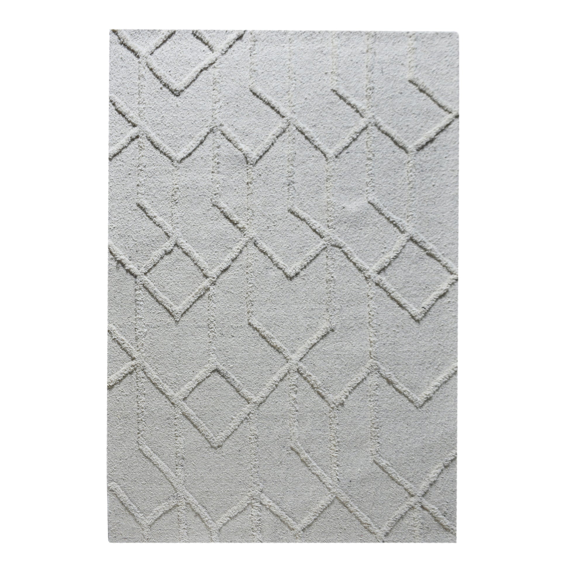 Area Rug, Bedroom Rug, Living Room Rug, Living Area Rug, Indian Rug, Office Carpet, Office Rug, Shop Rug Online, Wool, Natural White, Hand woven, Cut And Loop, Diamond
