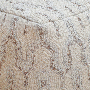 Dolen Pouf, Wool, Natural White, Grey, Hm Stitching, Flat Weave 