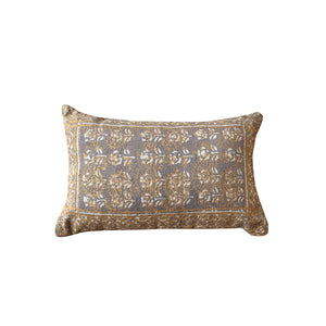 Domelo Pillow, Cotton, Printed, Taupe, Gold, Pitloom, Flat Weave