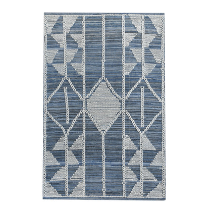 Area Rug, Bedroom Rug, Living Room Rug, Living Area Rug, Indian Rug, Office Carpet, Office Rug, Shop Rug Online, Wool, Denim, Blue, Pitloom, Flat Weave, Traditional