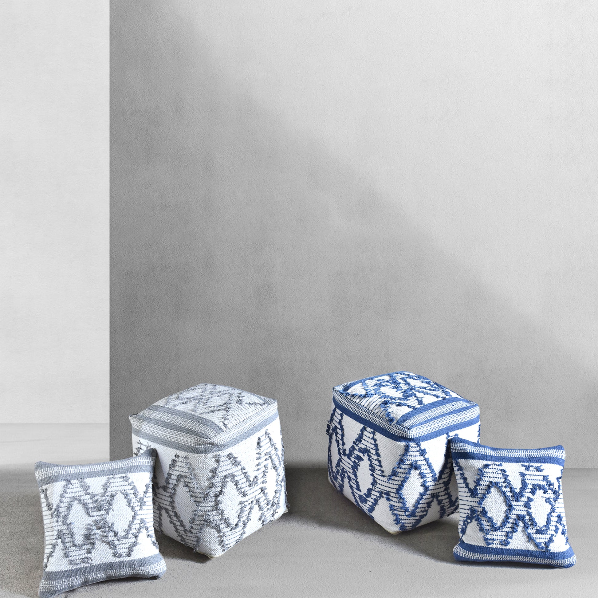 Drawin Pouf, Cotton, Pitloom, All Cut