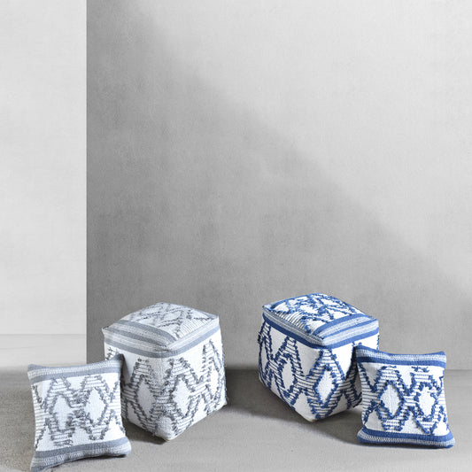 Drawin Pouf, Cotton, Pitloom, All Cut