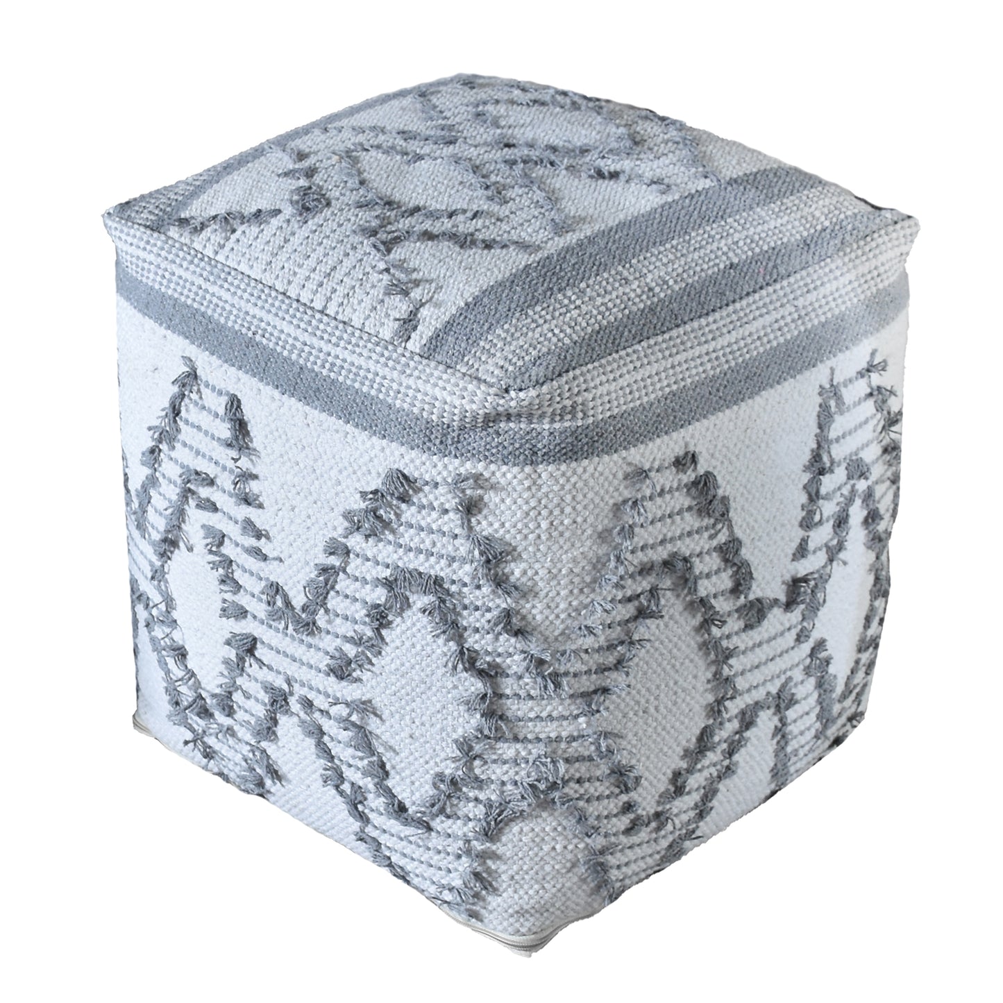Drawin Pouf, Cotton, Grey, Pitloom, All Cut