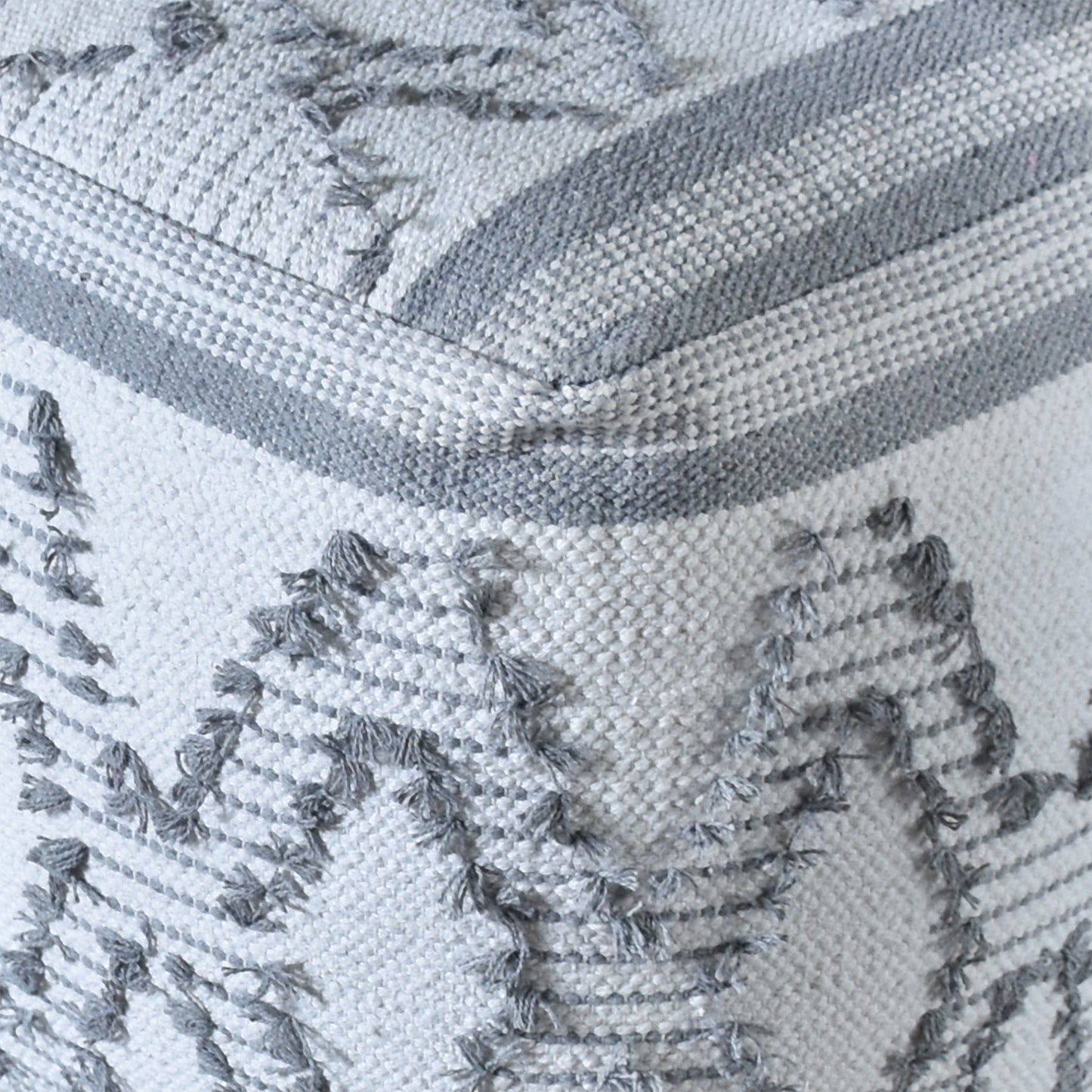 Drawin Pouf, Cotton, Grey, Pitloom, All Cut