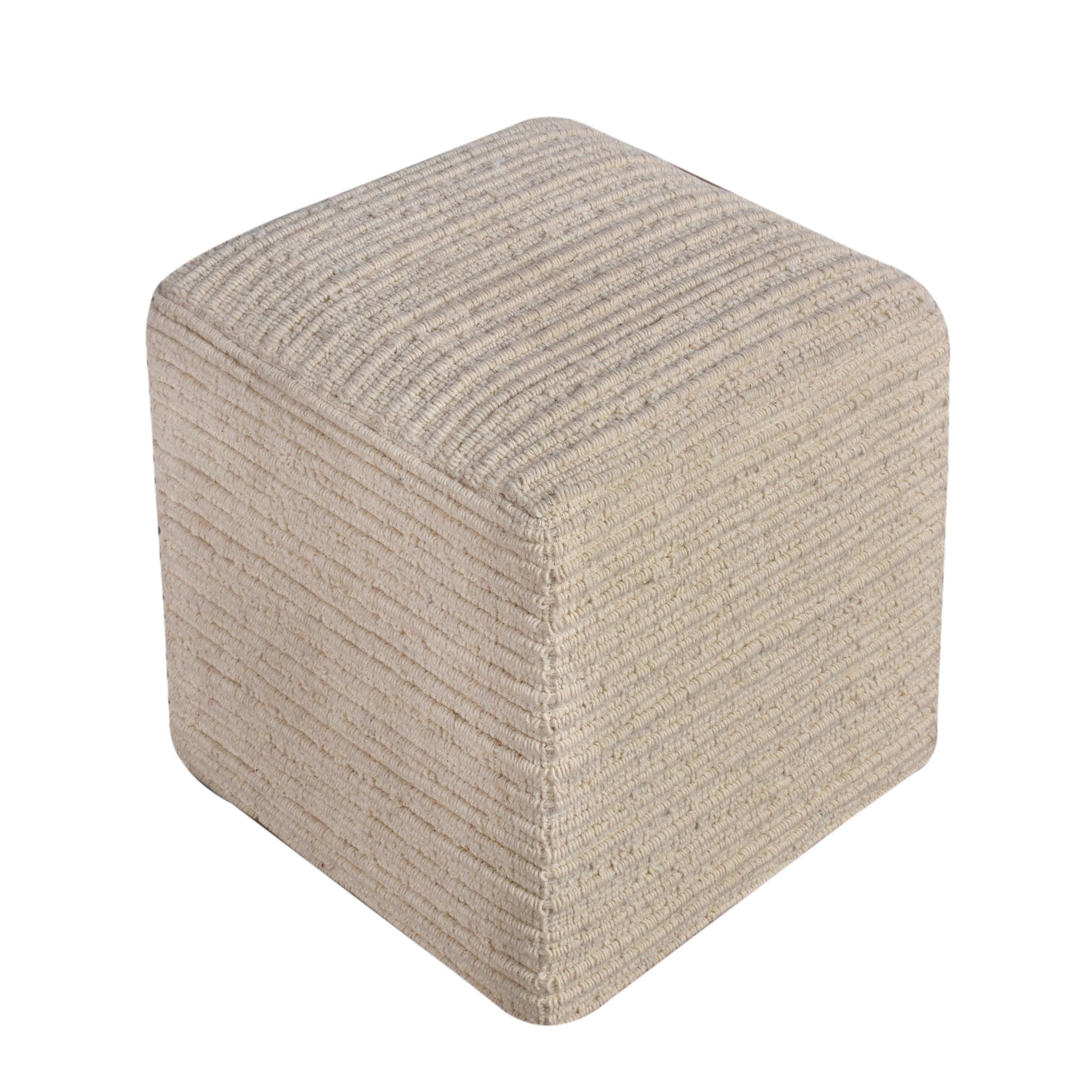 Duben Stool, Wool, Natural White, Hand woven, Flat Weave