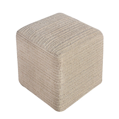 Duben Stool, Wool, Natural White, Hand woven, Flat Weave