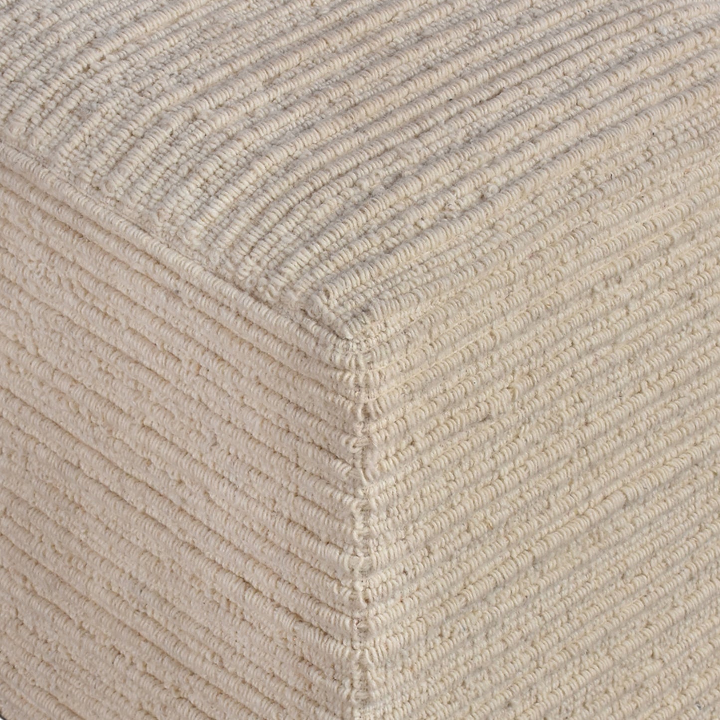 Duben Stool, Wool, Natural White, Hand woven, Flat Weave