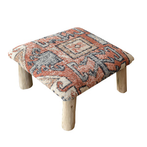 Dufex Foot Stool, Cotton Chenille, Multi, Jaquard Durry, Flat Weave