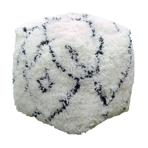 Ebson Pouf, Nz Wool, Natural White, Charcoal, 
