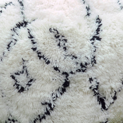 Ebson Pouf, Nz Wool, Natural White, Charcoal, 