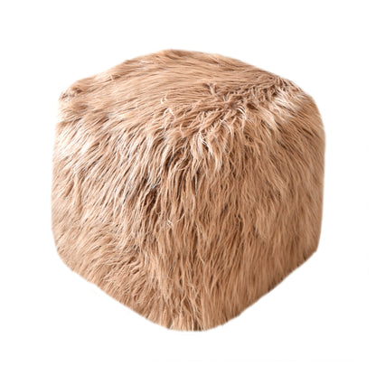 Elbe Pouf, Faux Leather, Taupe, Hm Stitching, Flat Weave