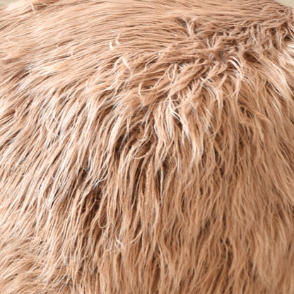 Elbe Pouf, Faux Leather, Taupe, Hm Stitching, Flat Weave