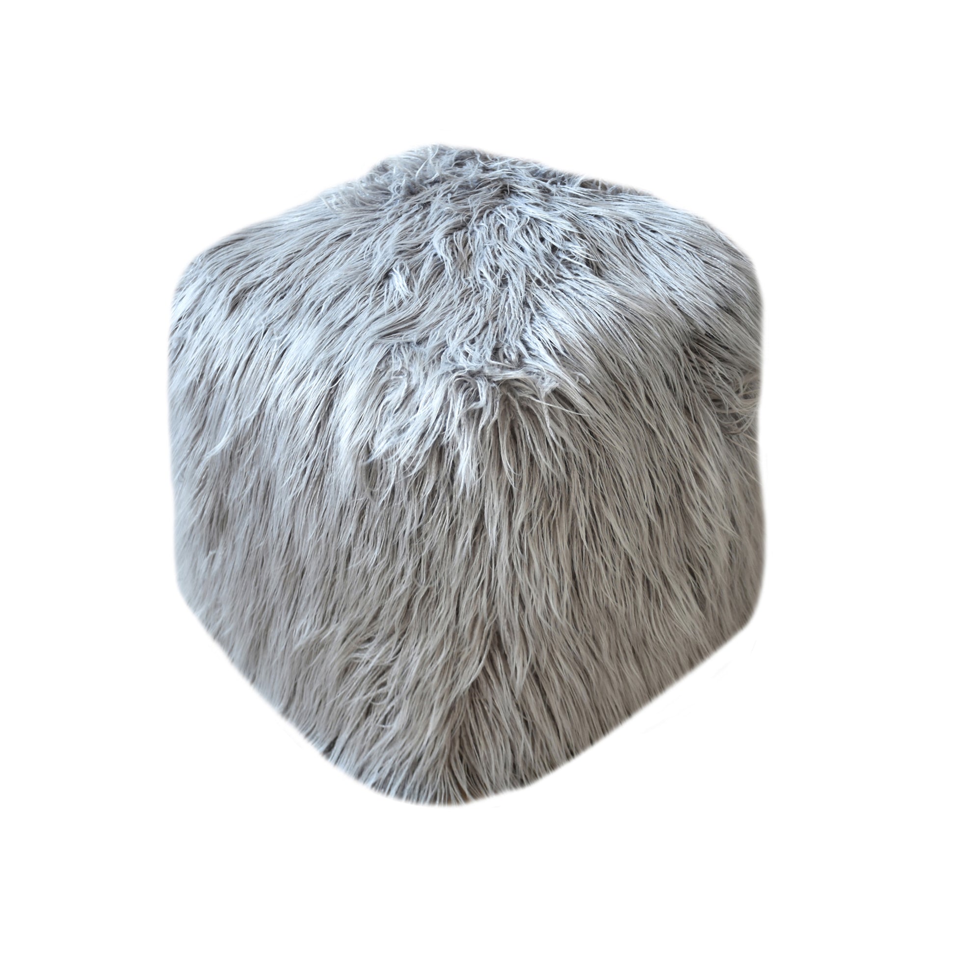Elbe Pouf, Faux Leather, Grey, Hm Stitching, Flat Weave