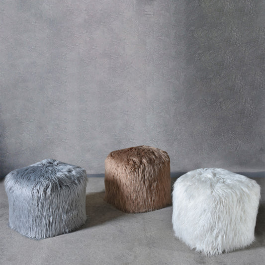 Elbe Pouf, Faux Leather, Hm Stitching, Flat Weave