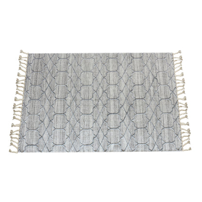 Area Rug, Bedroom Rug, Living Room Rug, Living Area Rug, Indian Rug, Office Carpet, Office Rug, Shop Rug Online, Wool, Viscose, Natural, Grey, Pitloom, Flat Weave, Geometrical