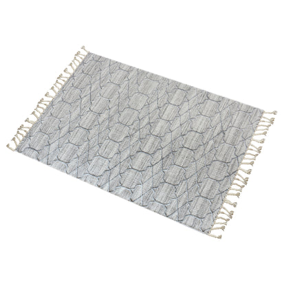 Area Rug, Bedroom Rug, Living Room Rug, Living Area Rug, Indian Rug, Office Carpet, Office Rug, Shop Rug Online, Wool, Viscose, Natural, Grey, Pitloom, Flat Weave, Geometrical