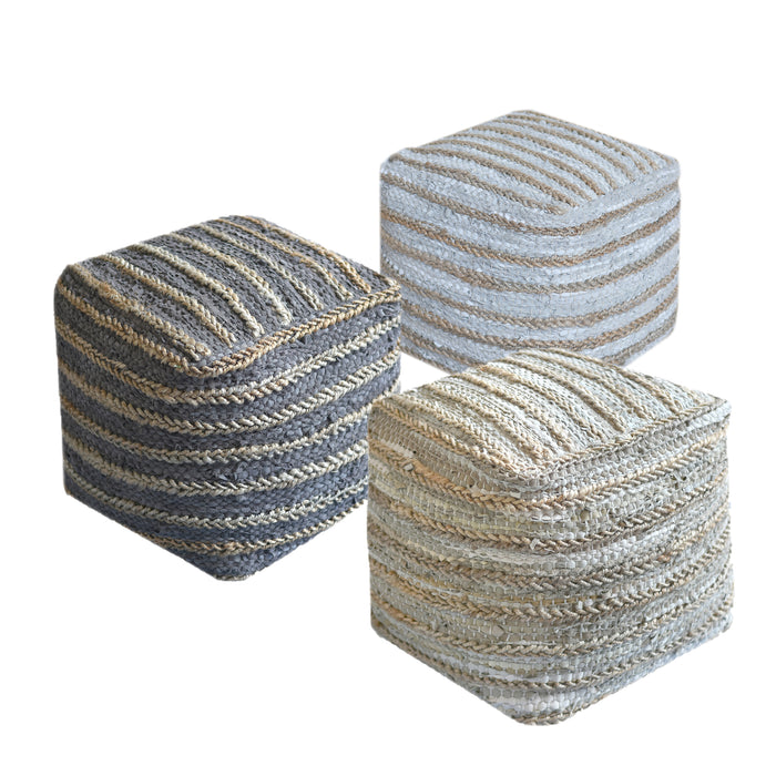 ESTELLA POUF - LEATHER/ HEMP