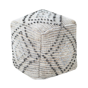 Fabia Pouf, Hemp, Wool, Natural, Grey, Pitloom, All Loop