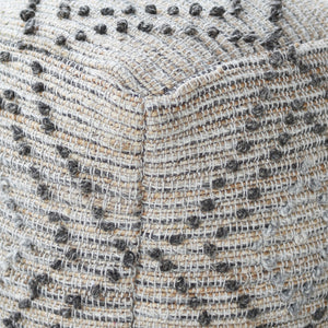 Fabia Pouf, Hemp, Wool, Natural, Grey, Pitloom, All Loop