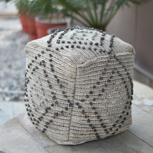 Fabia Pouf, Hemp, Wool, Natural, Grey, Pitloom, All Loop