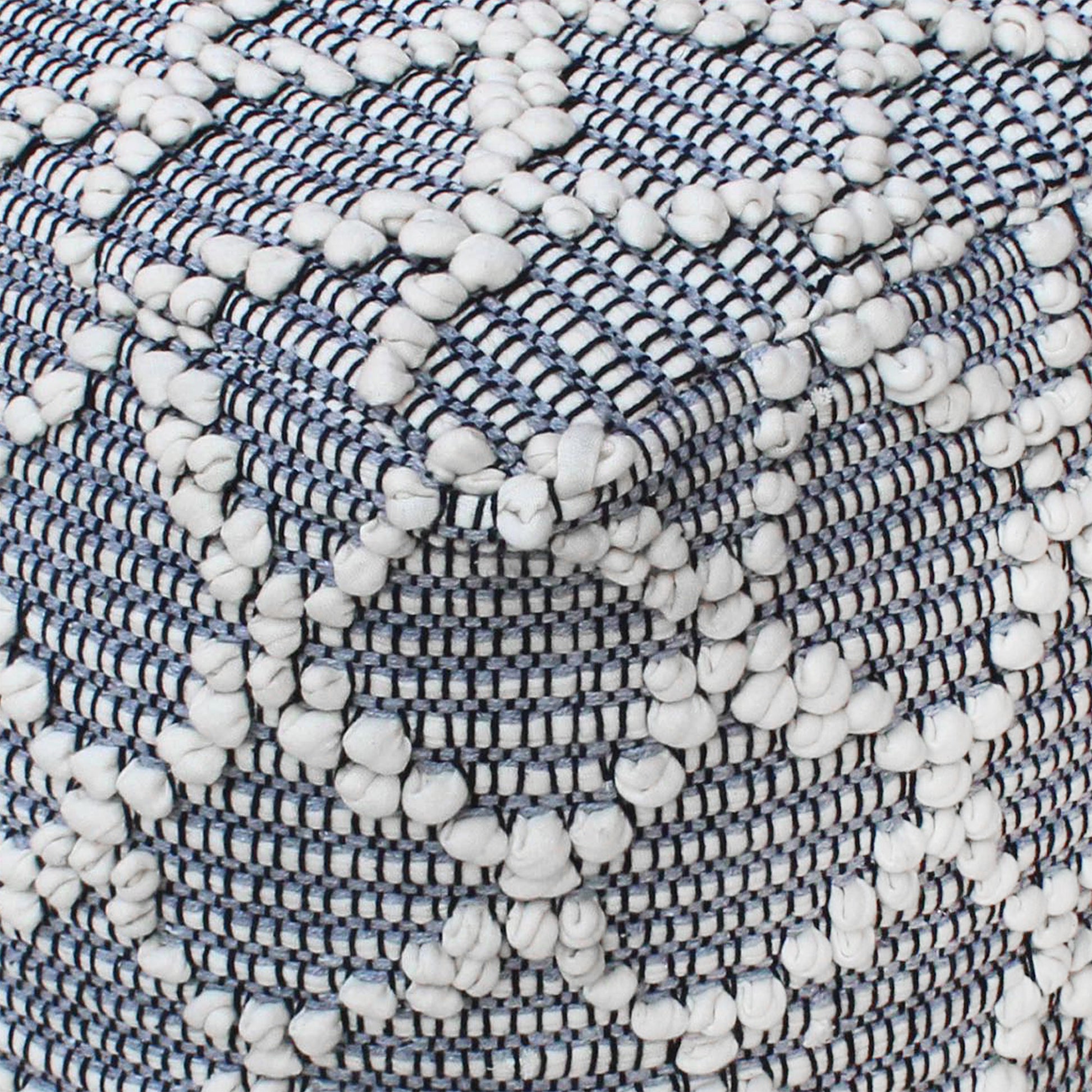 Fairford Pouf, Cotton, Rag, Natural White, Grey, Pitloom, All Loop