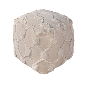 Fayanna Pouf, Cotton, Natural White, Bm Sn, All Cut