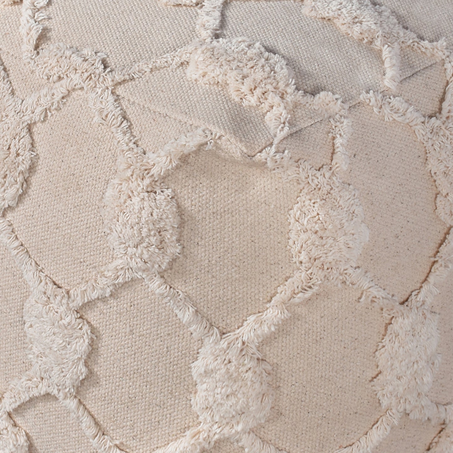 Fayanna Pouf, Cotton, Natural White, Bm Sn, All Cut