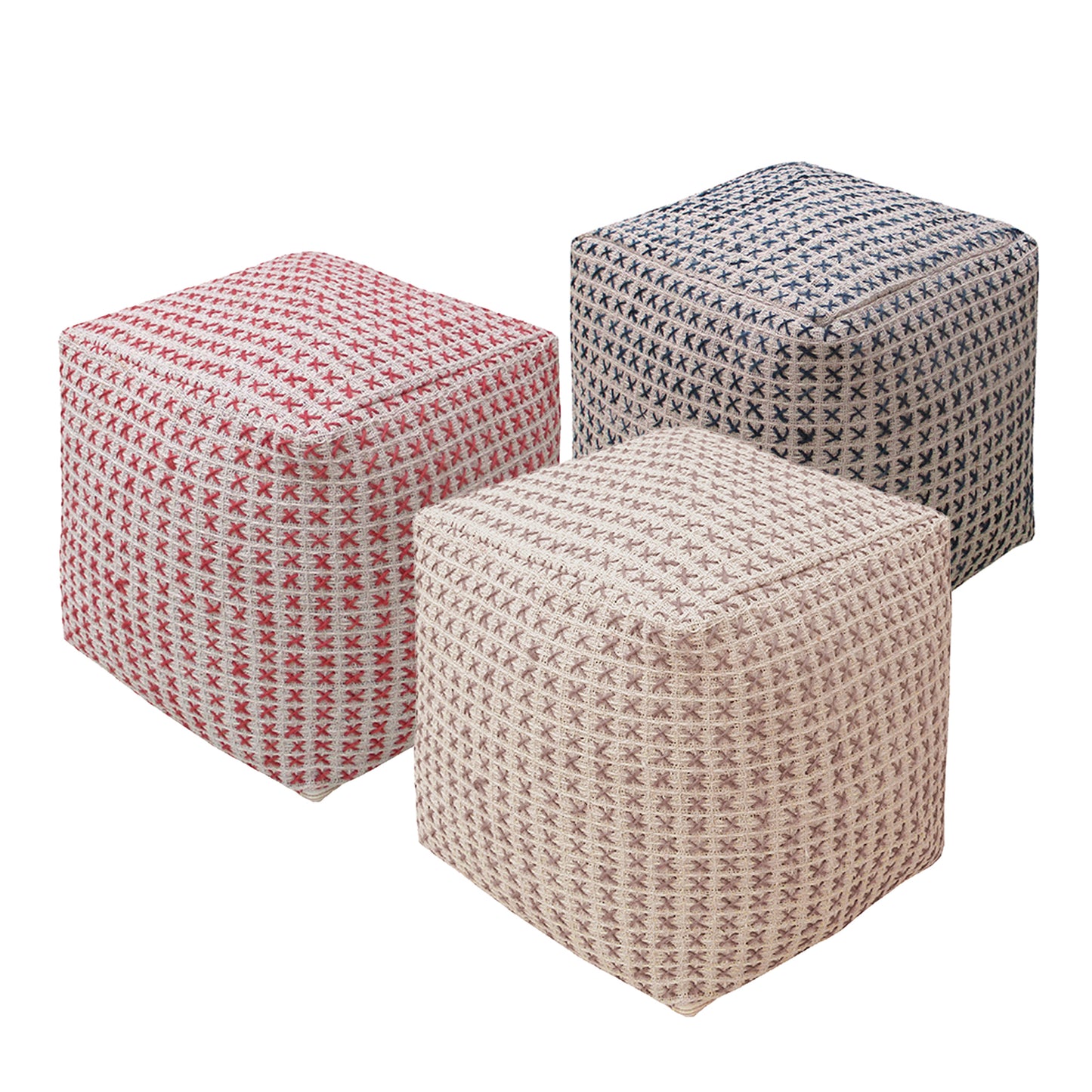 Fendi Pouf, Cotton, Hemp, Pitloom, Flat Weave 