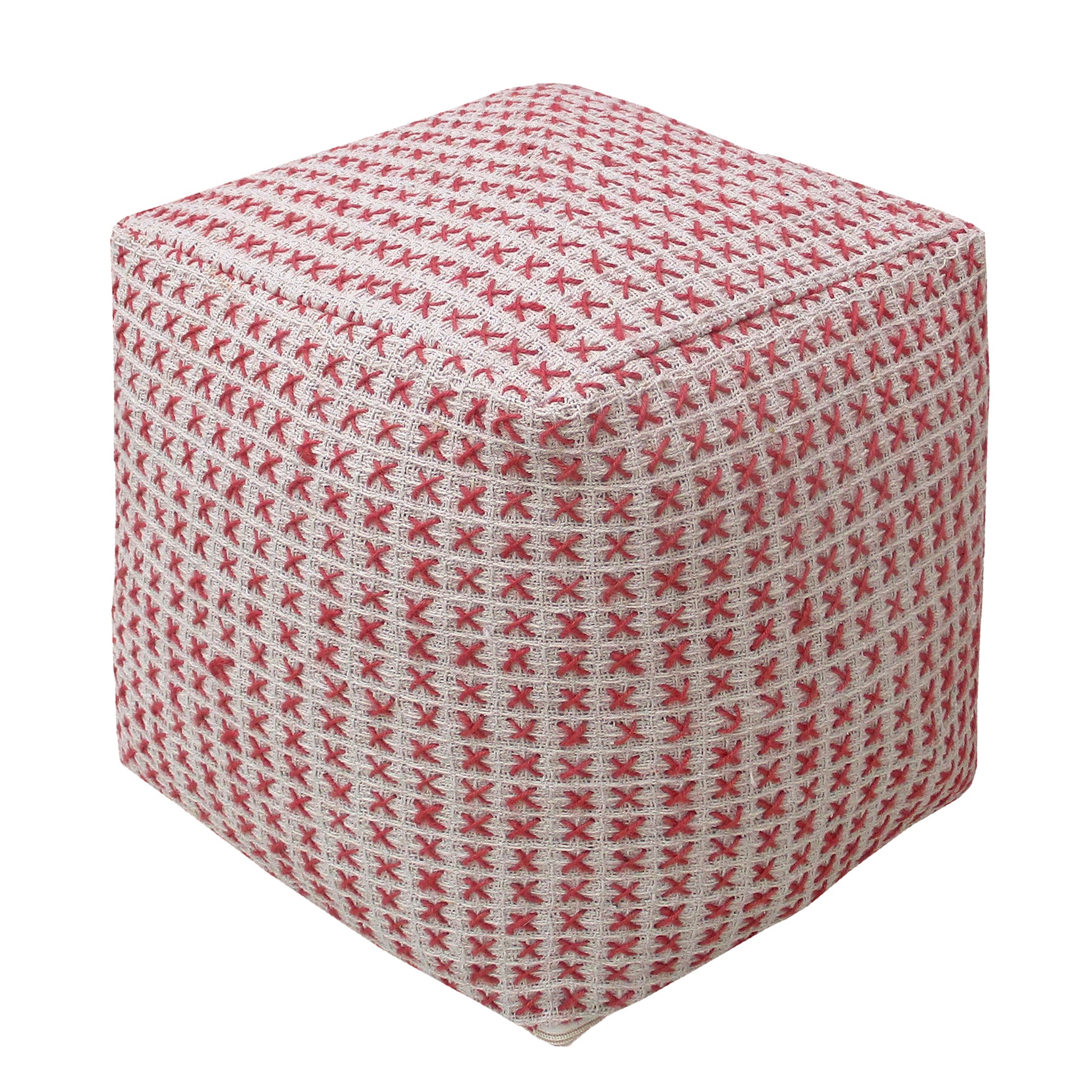 Fendi Pouf, Cotton, Hemp, Brick, Pitloom, Flat Weave 