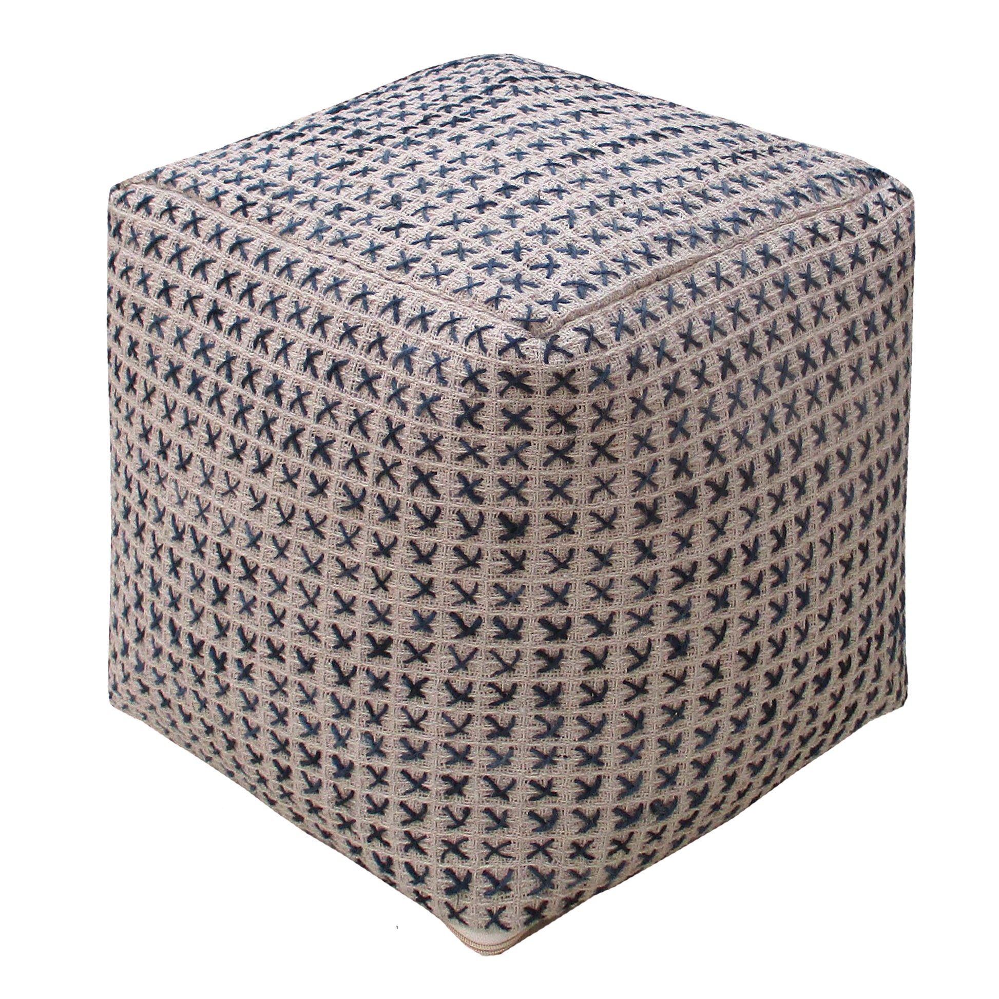 Fendi Pouf, Cotton, Hemp, Grey, Pitloom, Flat Weave 