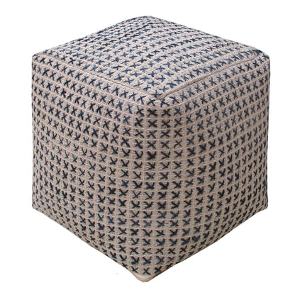 Fendi Pouf, Cotton, Hemp, Grey, Pitloom, Flat Weave 