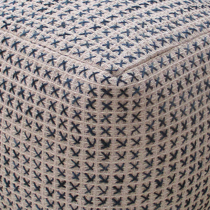 Fendi Pouf, Cotton, Hemp, Grey, Pitloom, Flat Weave 