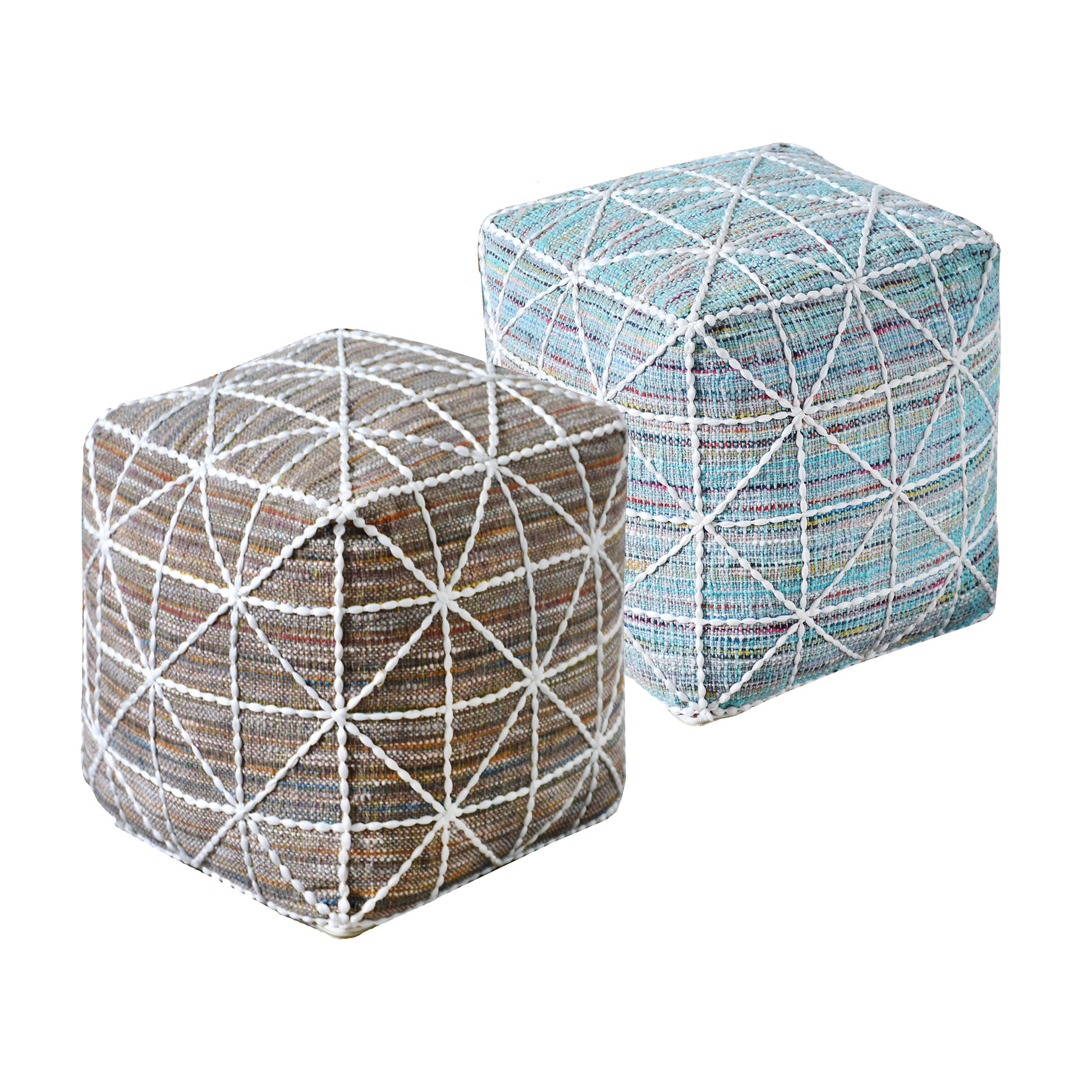 Ferry Pouf, Cotton, Polyester, Hand woven, Flat Weave