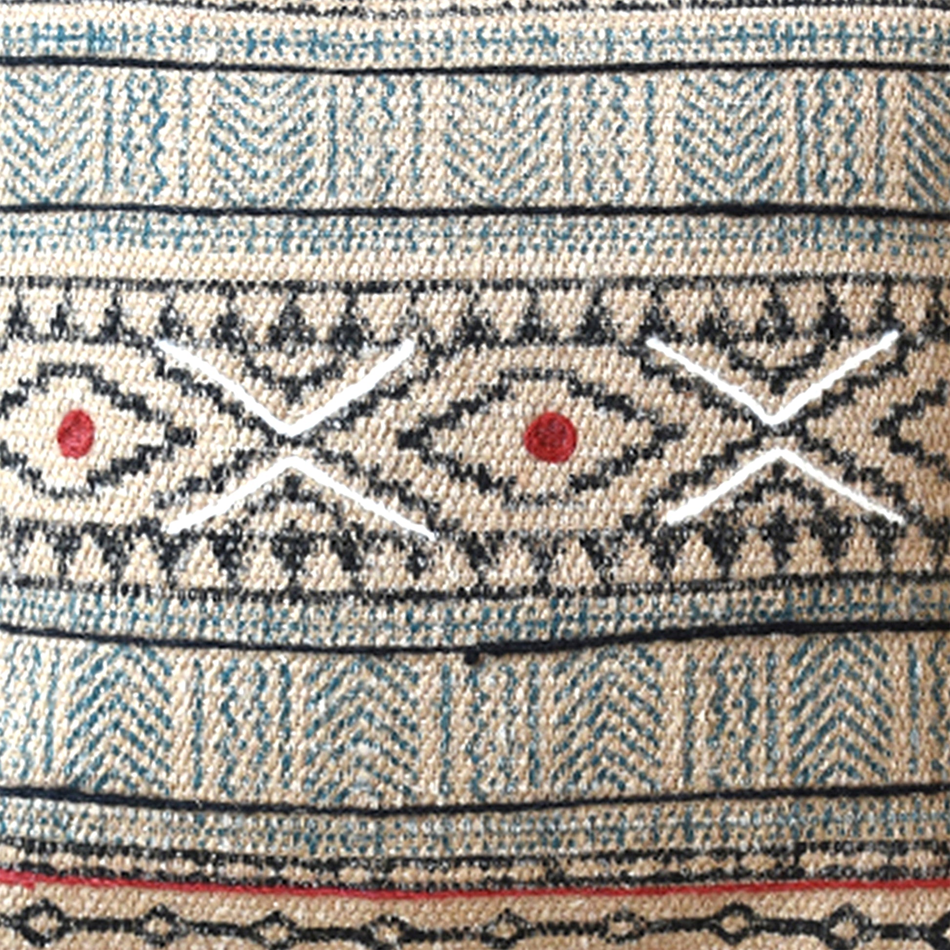 Florica Pillow, Hemp, Printed, Wool, Natural, Multi, Pitloom, Flat Weave 