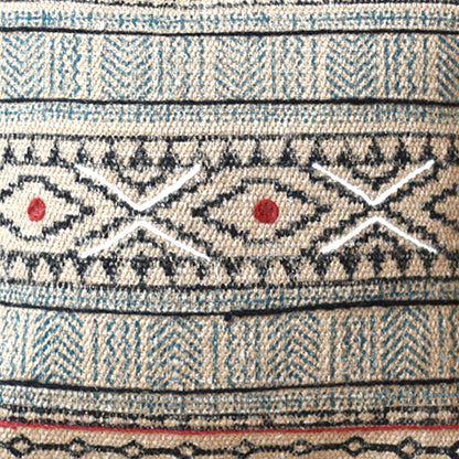 Florica Pillow, Hemp, Printed, Wool, Natural, Multi, Pitloom, Flat Weave 